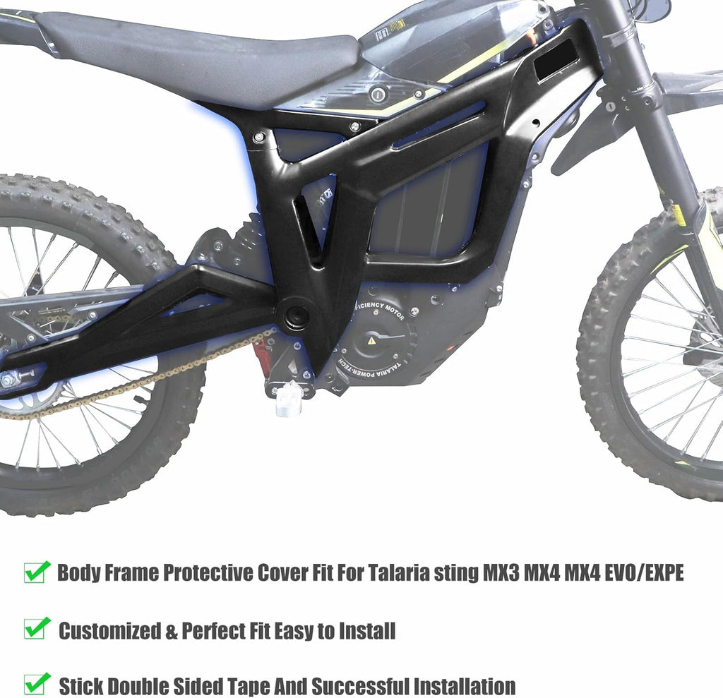 Body Frame Protective Cover for Talaria Sting MX3 MX4 MX4 MX5 EVO/EXPE Protective Case,Body Frame Protector Guard Sticker, E-Bike Accessoires for Talaria(Shiny Black)