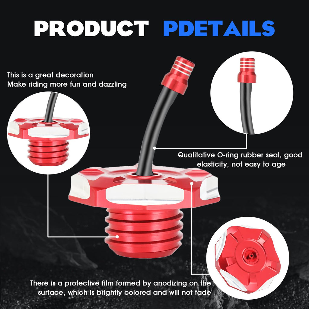 Dirt Bike Gas Fuel Tank Cap Cover with Vent Hose CNC for CRF 110 125F CRF110 CRF125F CRF125FB Big Wheel 2019-2024 Red