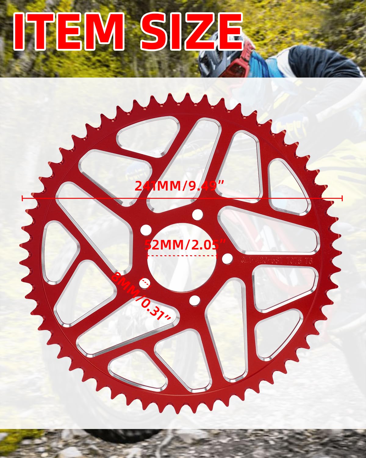 Sprocket for Surron,60T Chain Sprocket for Dirt Bike Sur Ron Light Bee S/Light Bee X/X160/X260/Talaria Sting MX3/Talaria Sting R MX4 - Red
