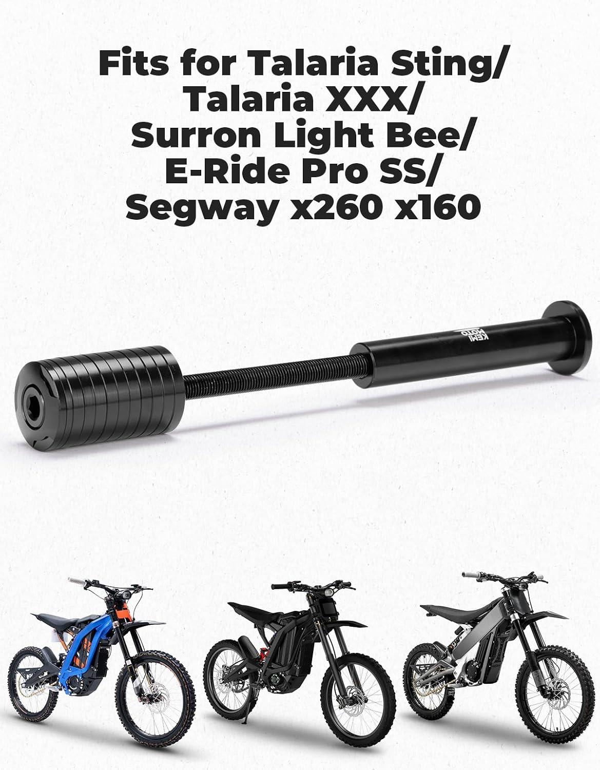 KEMIMOTO Stem Lock for Surron Light Bee & Talaria Electric Dirt Bikes - Black Aluminum Lock with 5 Spacer Sizes (20mm, 15mm, 10mm, 5mm, 3mm)