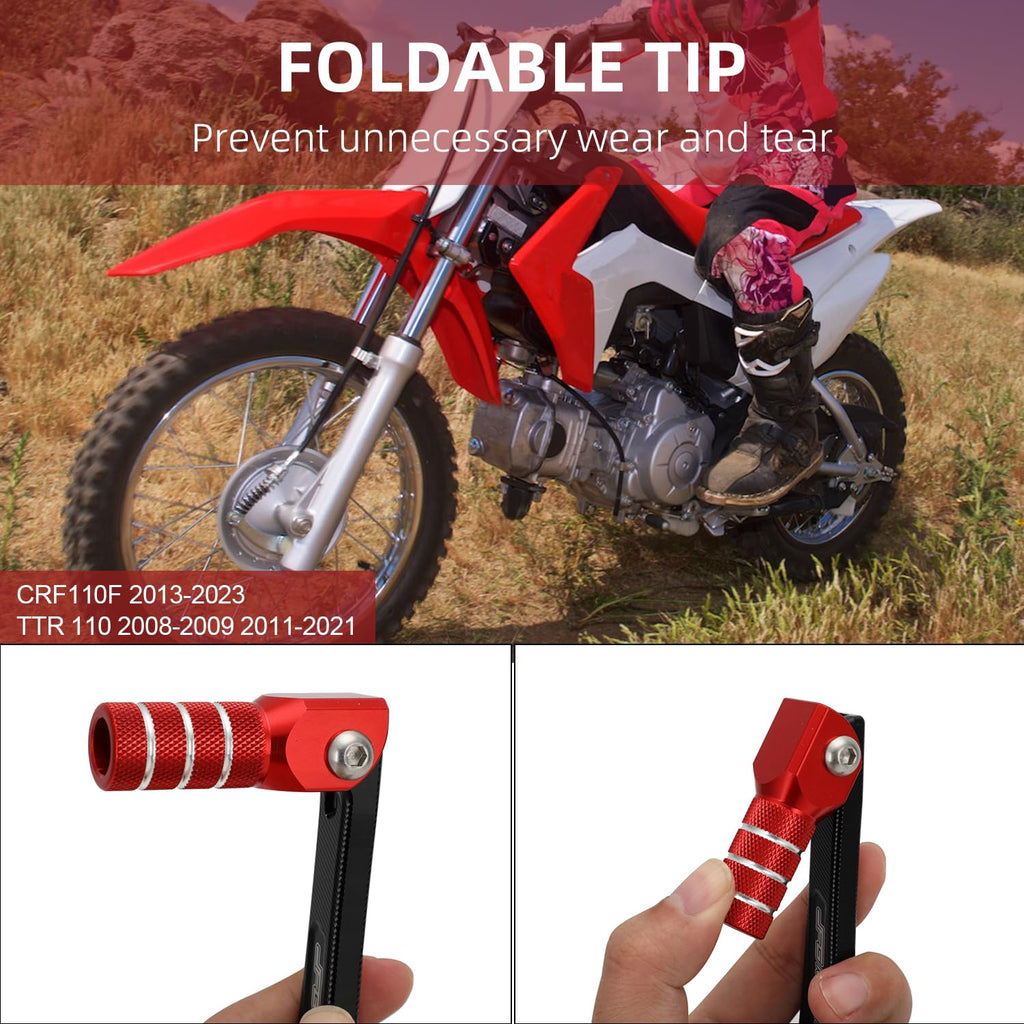 JFG RACING Motorcycle Gear Shifter Shift Lever Folding Tip CNC for CRF 110 CRF110F 2013-2023 TTR 110 08-09 11-21 Black