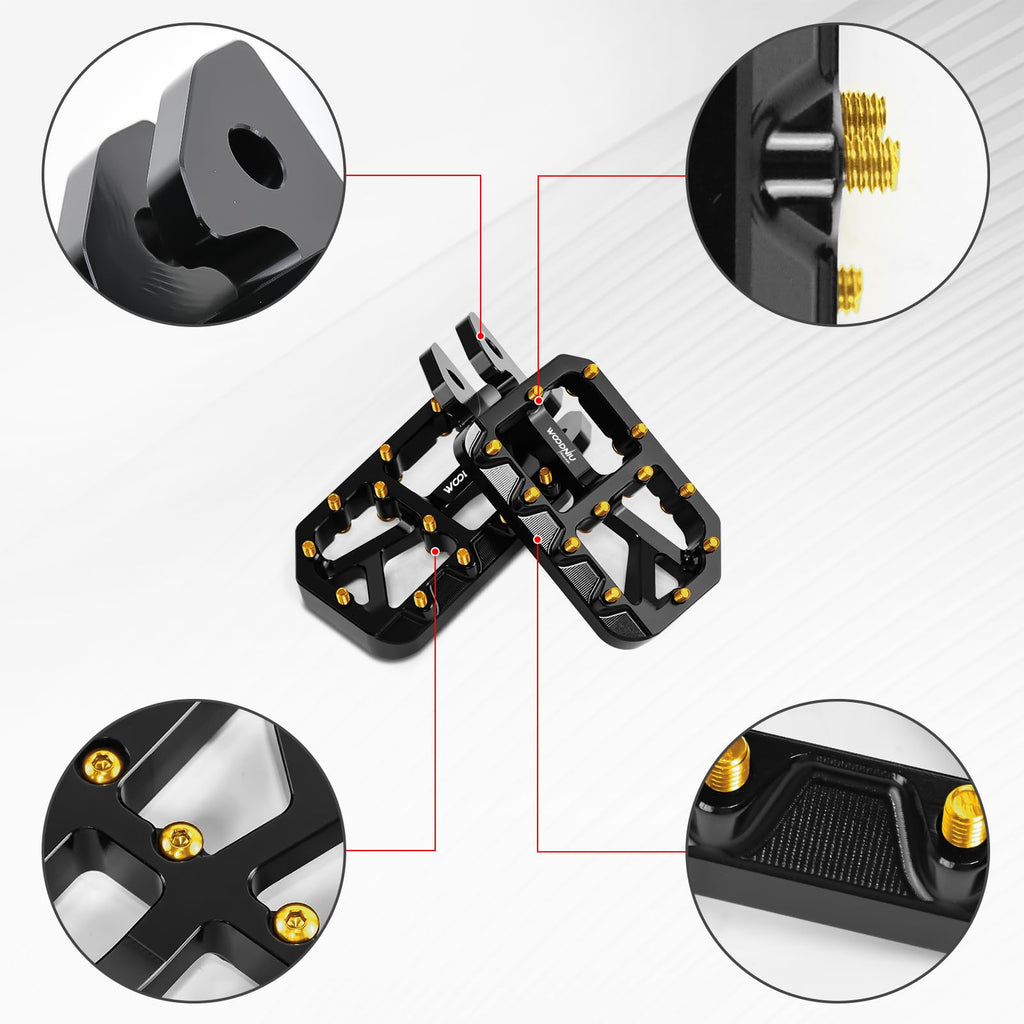 Dirt Bike Foot Pegs for Ebike Surron Light Bee X S, Color Prickly Peg,Motorcycle Aluminum Alloy Pedal for Segway X160 X260/Talaria X3 X4/E Ride PRO SS,Black Body with Dazzling Spikes