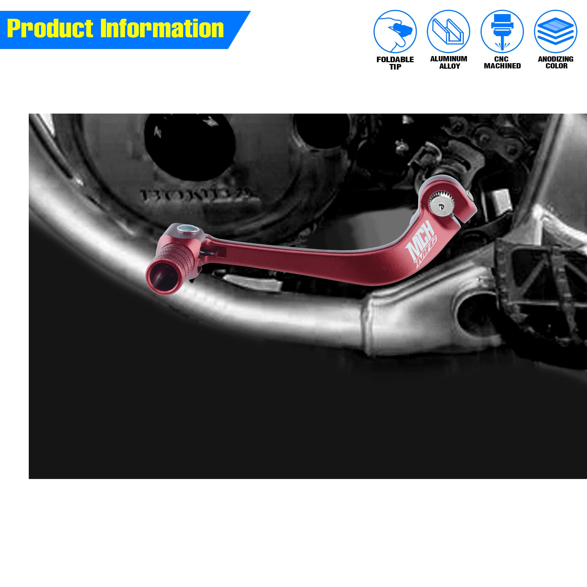 Folding Dirt Bike Shifter Lever - Alloy Aluminium Gear Lever Fit for CRF110 CRF110F 2013-2023 TTR110 08-09 TTR125 11-21 Black