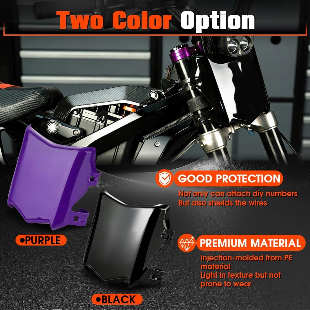 Electric Dirt Bike Hollow Mesh Front Number Plate with 3M Protective Decal for Surron Light Bee X/S,Talaria,Yozma in10,Tuttio,Ridstar Q20 &Super73-Motocross Style Plate to Hide Wire, Ebike Accessories