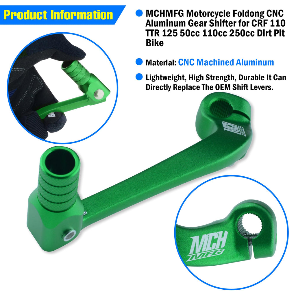 Folding Dirt Bike Shifter Lever - Alloy Aluminium Gear Lever Fit for CRF110 CRF110F 2013-2023 TTR110 08-09 TTR125 11-21 Black