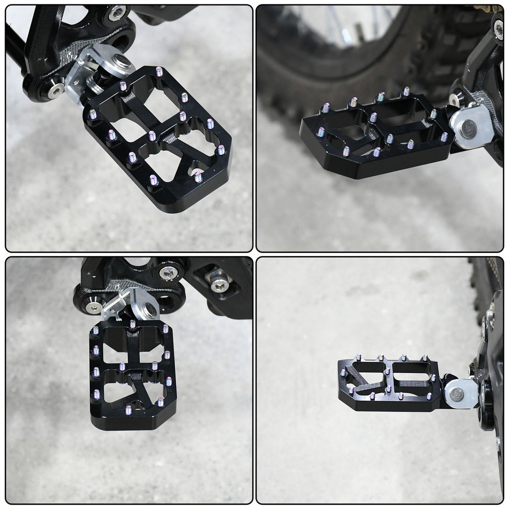 Dirt Bike Foot Pegs for Ebike Surron Light Bee X S, Color Prickly Peg,Motorcycle Aluminum Alloy Pedal for Segway X160 X260/Talaria X3 X4/E Ride PRO SS,Black Body with Dazzling Spikes