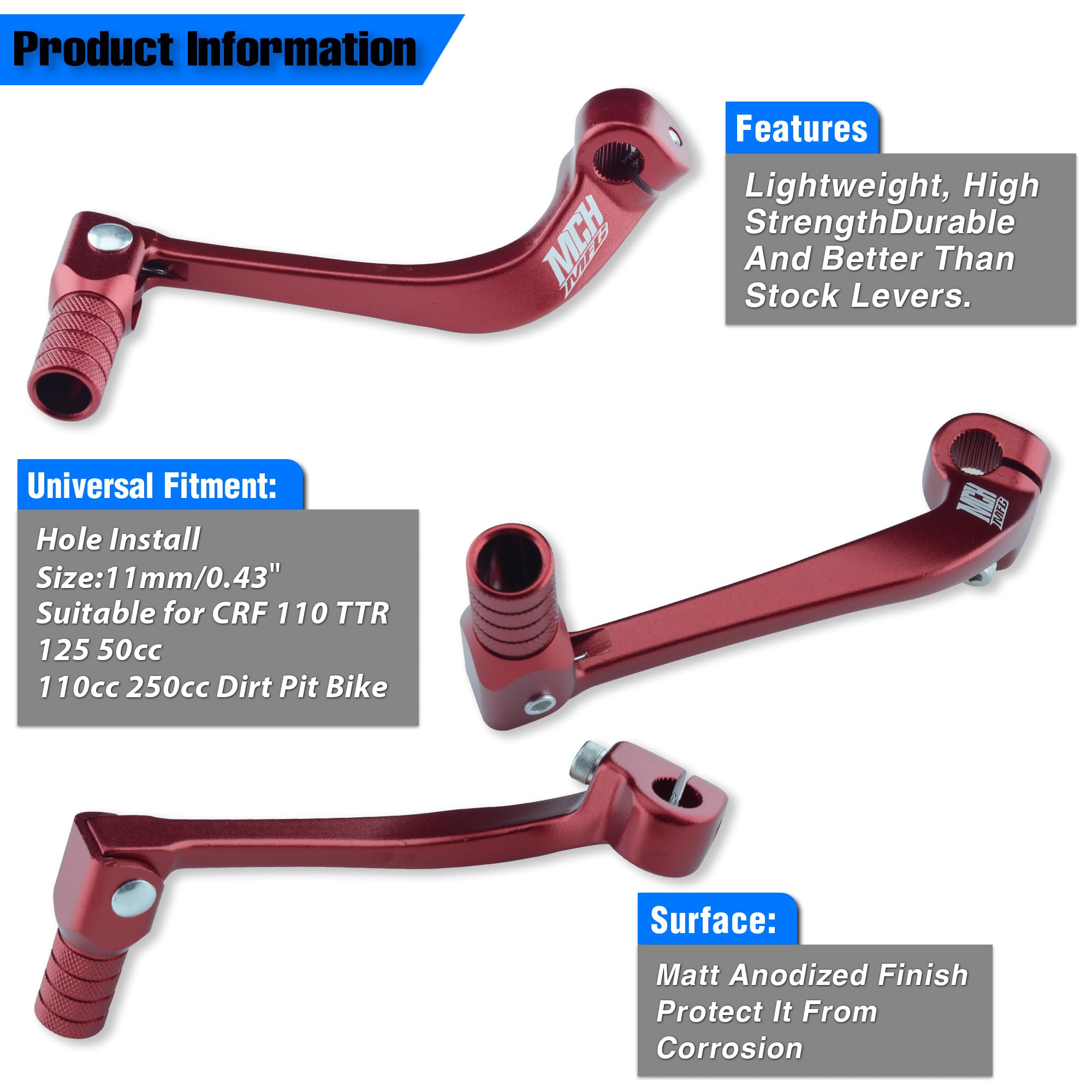 Folding Dirt Bike Shifter Lever - Alloy Aluminium Gear Lever Fit for CRF110 CRF110F 2013-2023 TTR110 08-09 TTR125 11-21 Black