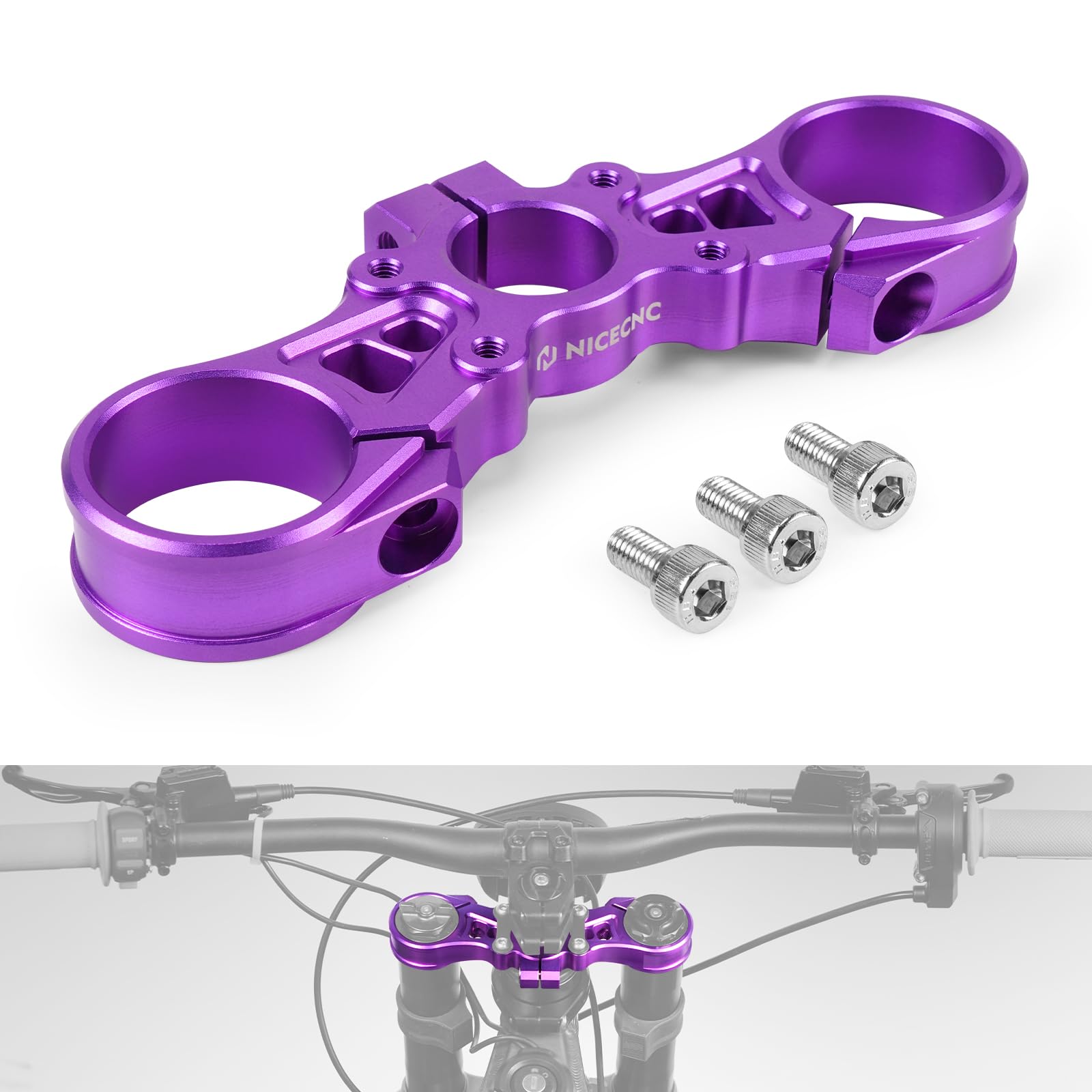 NICECNC Black Upper Triple Clamp Top Link Plate Bracket Compatible with Surron Light bee X/S See Fitment Off-Road Motorcycle Modified Upper Plates