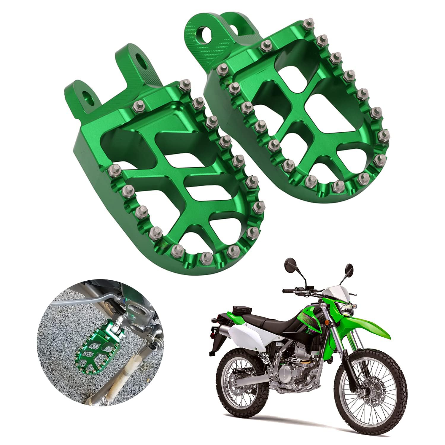 AnXin Dirt Bike Foot Pegs Motorcycle Footpegs Foot Pedals Rests CNC for KLX 110 KLX110 2002-2023 KLX110L 2010-2023 KX60 1998-2003 Pit Bike Black