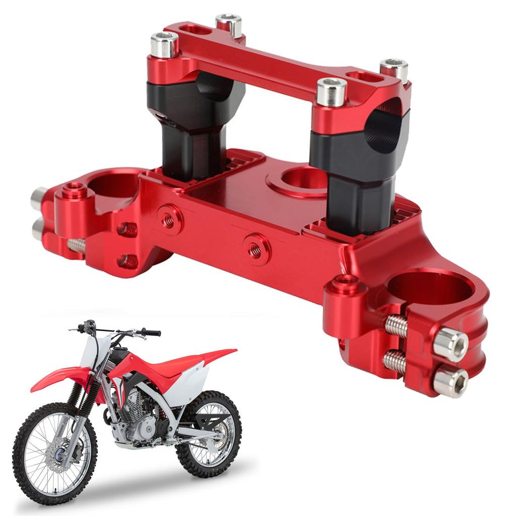 Motorcycle Top Triple Clamp 7/8" 22MM Upper Triple Tree Bar Mount with Risers Set CNC for CRF110 CRF110F 2013-2024 CRF125F CRF125FB 2019-2024 CRF 110F 125F 125FB Red