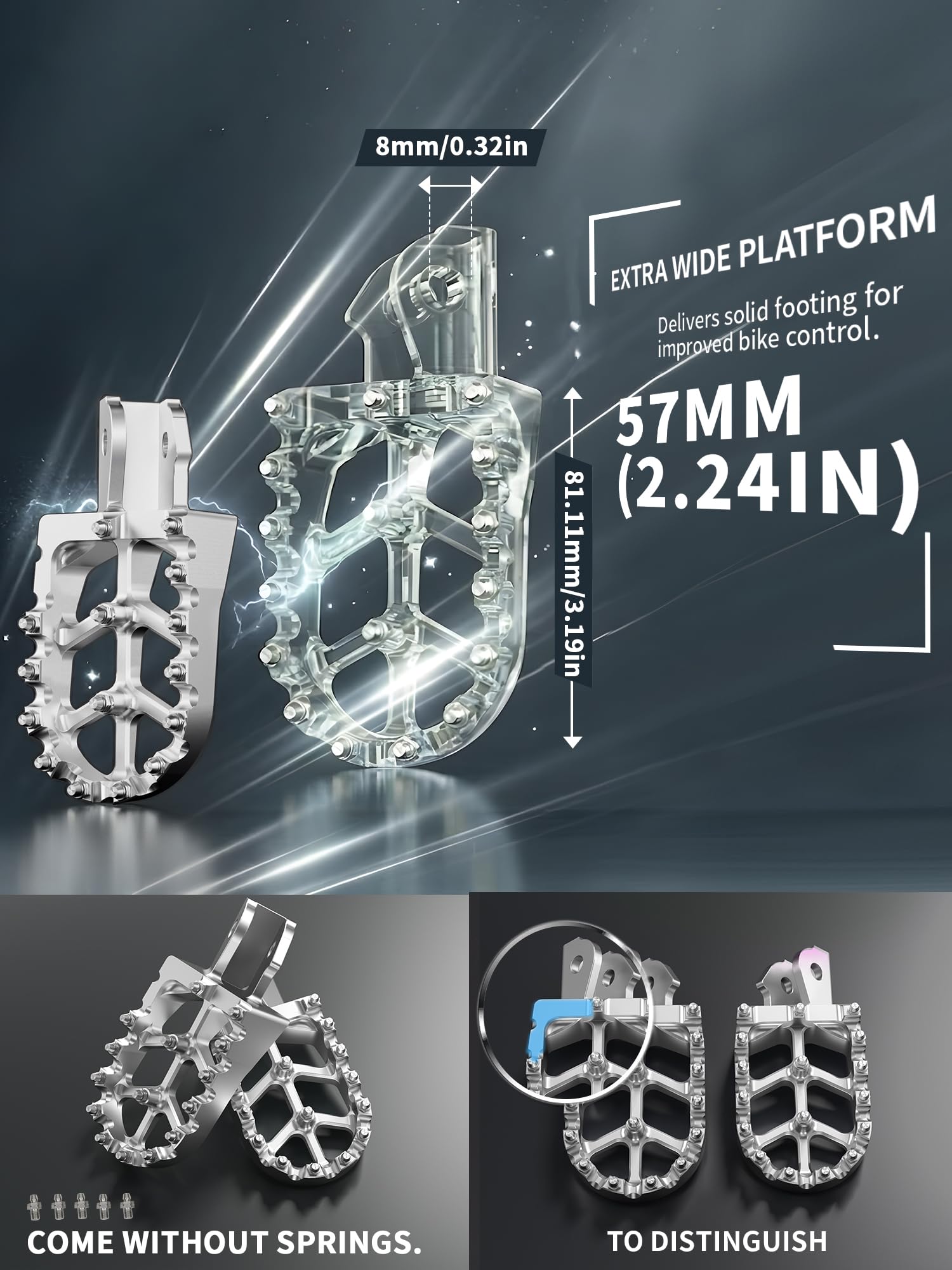 JFG RACING Dirt Bike Foot Pegs,7075 Aluminum CNC Pedals Rests for Surron Light Bee X and S/E Ride Pro SS/CRF150F CRF230F 03-19/CRF250F 19-24/XR150L 15-24/KDX200 83-94-Red