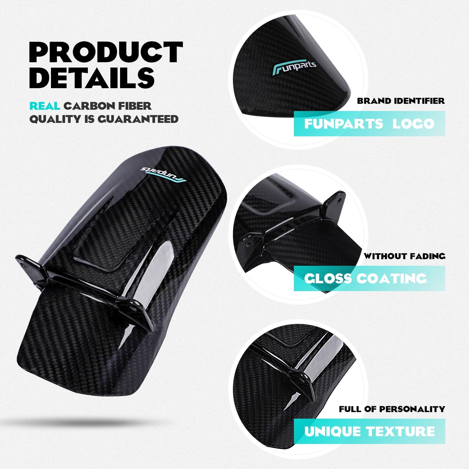 Funparts Sur Ron Rear Cushion Fender,Carbon Fiber Motorcycle Fender Mud Guard for Surron Sur Ron Light Bee X/S Segway X260 X160 Electric Dirt Bike