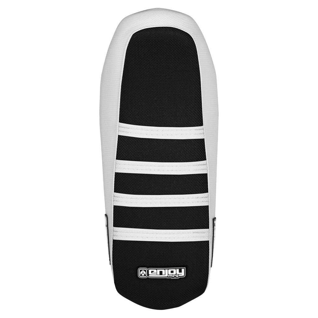 Enjoy Mfg Ribbed Seat Cover - Compatible with Sur Ron Sur-Ron Light Bee MX & X E-Bike #349 (White & Black w/White Ribs)