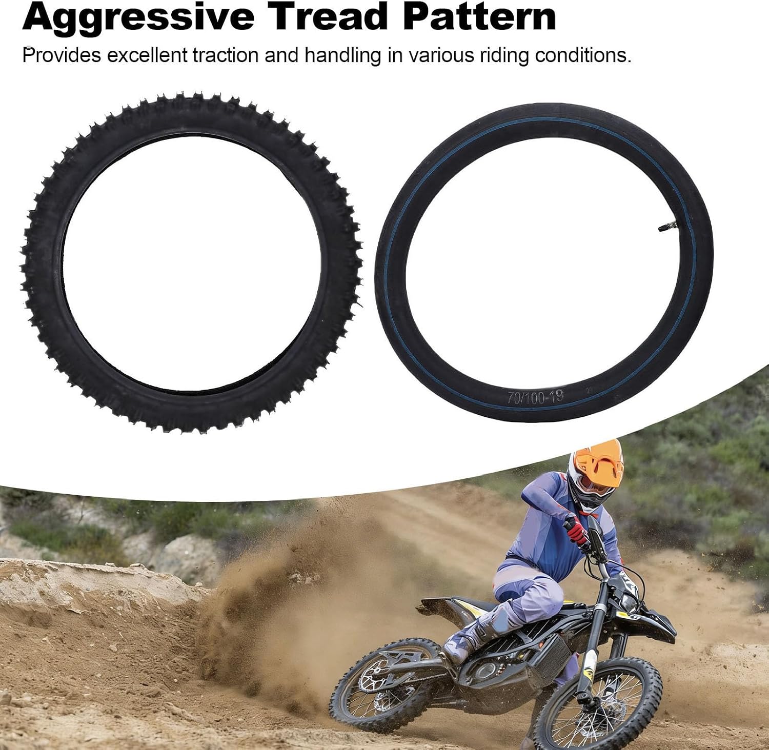 70/100-19 Dirt Bike Tire and Tube Set, 2.75-19 Knobby Off Road Motorcycle Tires, Inner Tubes Combo Set, Ideal for Surron Light Bee X, Talaria Sting MX4 Electric Bike