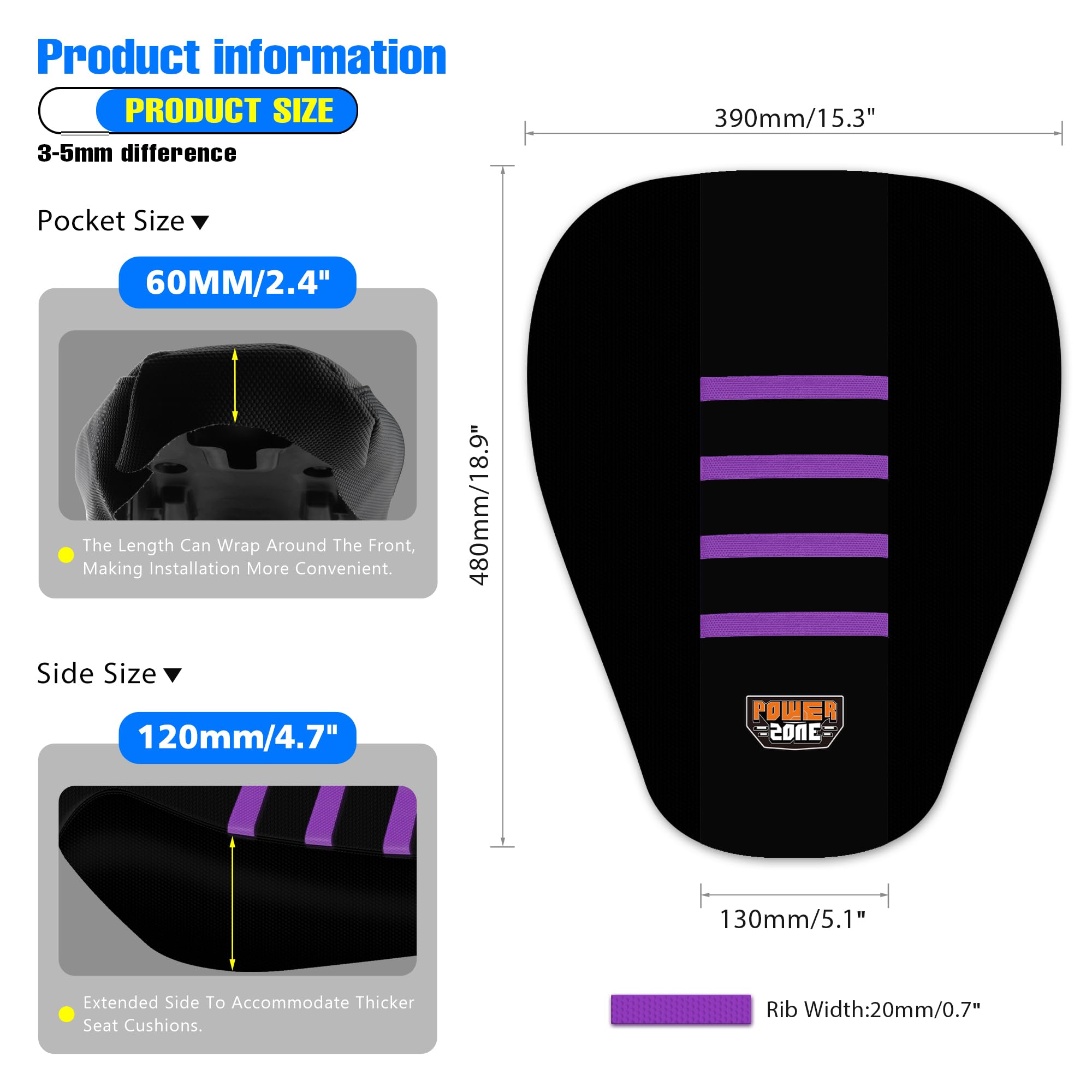 Gripper Dirt Bike Seat Cover for Sur Ron Light Bee X/S, Motorcycle Electric Bike Seat Covers (Black-White)