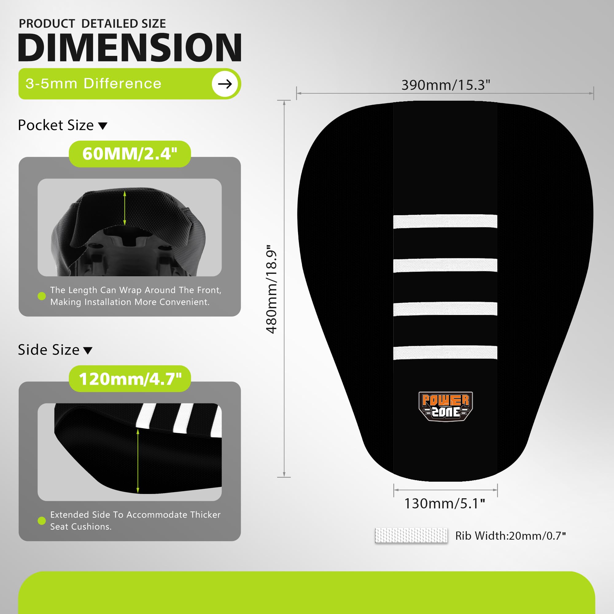 Gripper Dirt Bike Seat Cover for Sur Ron Light Bee X/S, Motorcycle Electric Bike Seat Covers (Black-White)