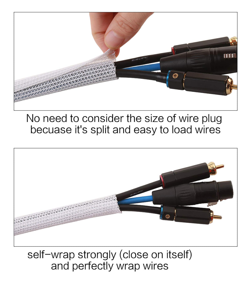 Alex Tech 10ft - 1/2 inch Cord Protector Wire Loom Tubing Cable Sleeve Split Sleeving For USB Cable Power Cord Audio Video Cable – Protect Cat From Chewing Cords - Black