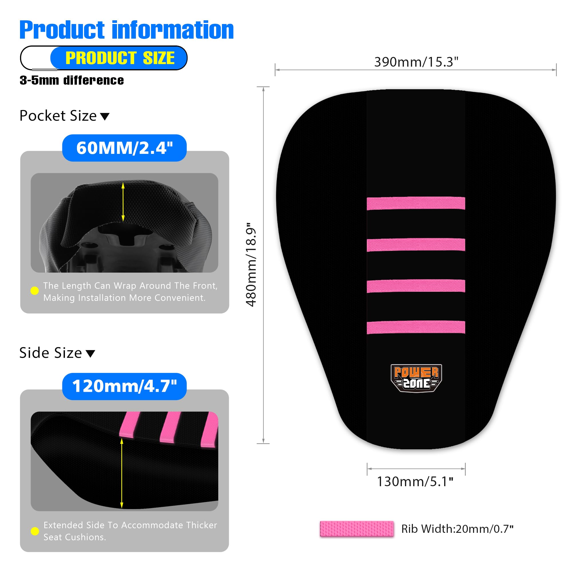 Gripper Dirt Bike Seat Cover for Sur Ron Light Bee X/S, Motorcycle Electric Bike Seat Covers (Black-White)