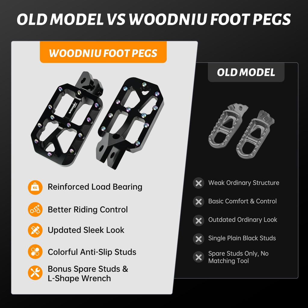 Dirt Bike Foot Pegs for Ebike Surron Light Bee X S, Color Prickly Peg,Motorcycle Aluminum Alloy Pedal for Segway X160 X260/Talaria X3 X4/E Ride PRO SS,Black Body with Dazzling Spikes