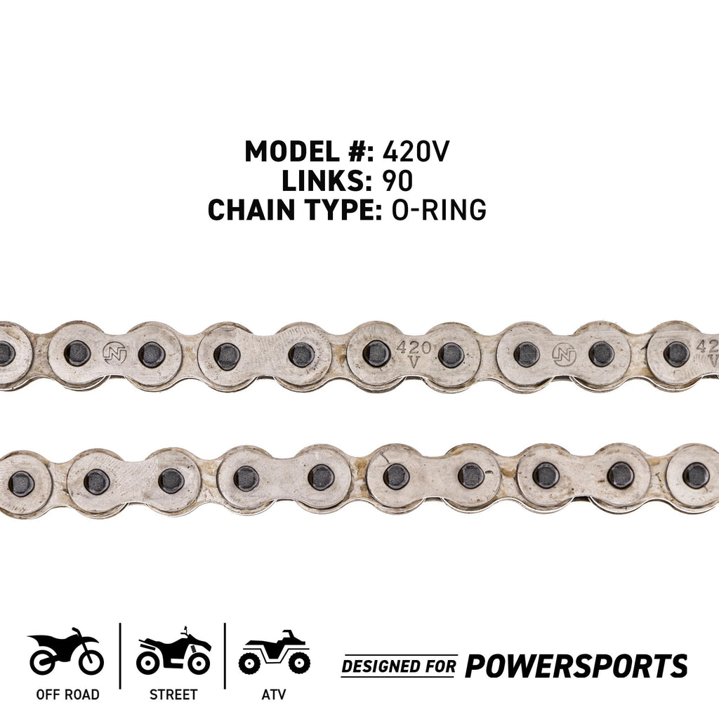 NICHE Drive Sprocket Chain Combo for Kawasaki KLX110 KLX110L Front 13 Rear 38 Tooth 420 O-Ring 90 Links