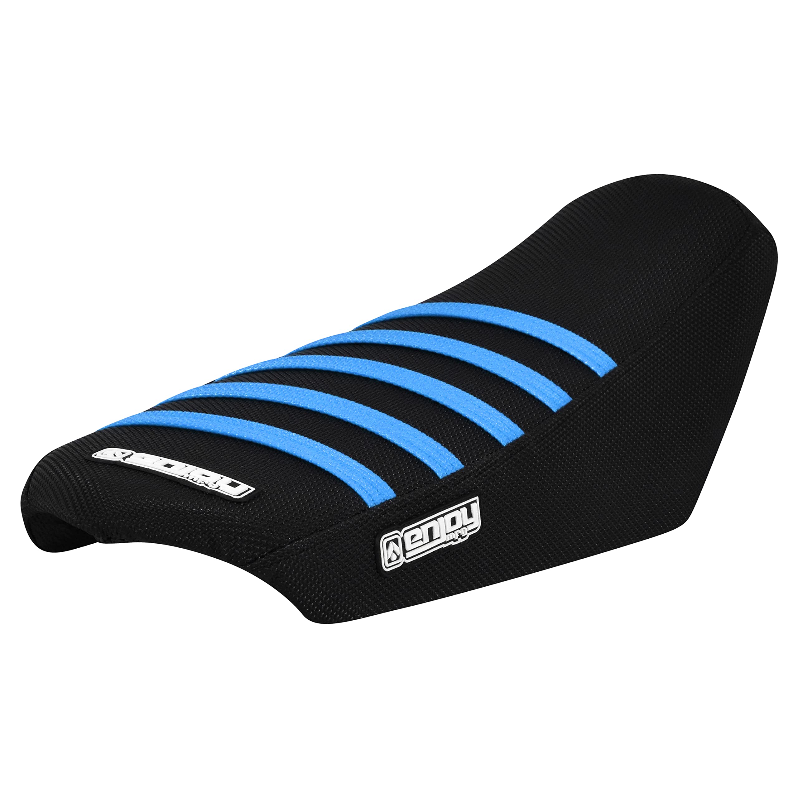Enjoy Mfg Ribbed Seat Cover - Compatible with Talaria Sting Electric Motorcycle #362 (Black w/Light Blue Ribs)