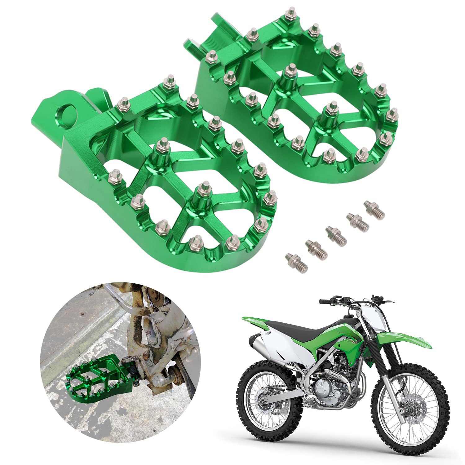 AnXin Dirt Bike Foot Pegs Motorcycle Footpegs Foot Pedals Rests CNC for KLX 110 KLX110 2002-2023 KLX110L 2010-2023 KX60 1998-2003 Pit Bike Black