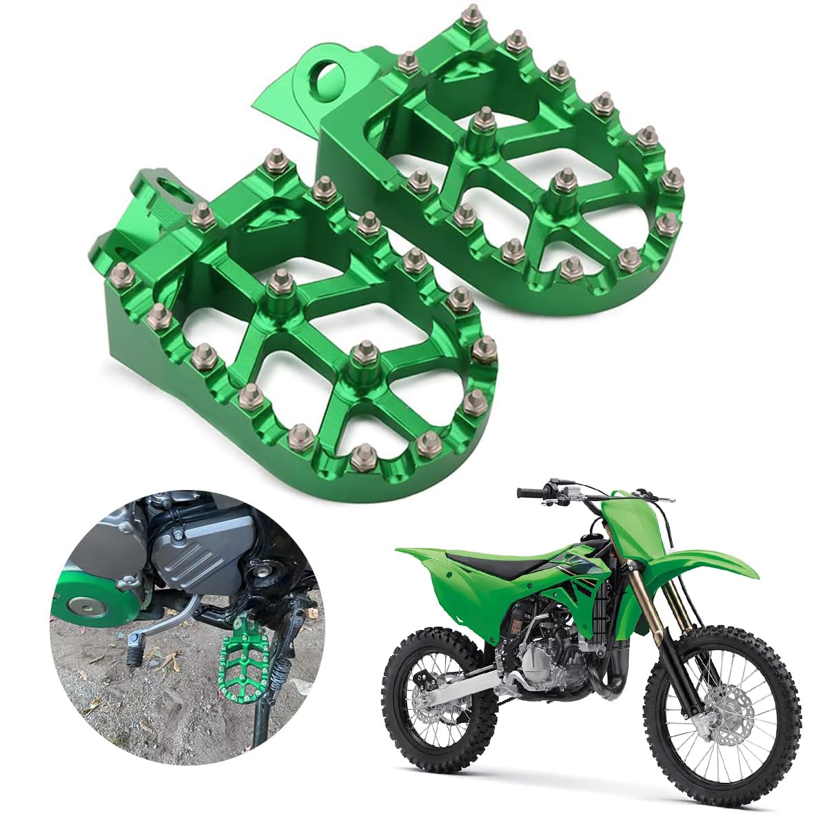 AnXin Dirt Bike Foot Pegs Motorcycle Footpegs Foot Pedals Rests CNC for KLX 110 KLX110 2002-2023 KLX110L 2010-2023 KX60 1998-2003 Pit Bike Black