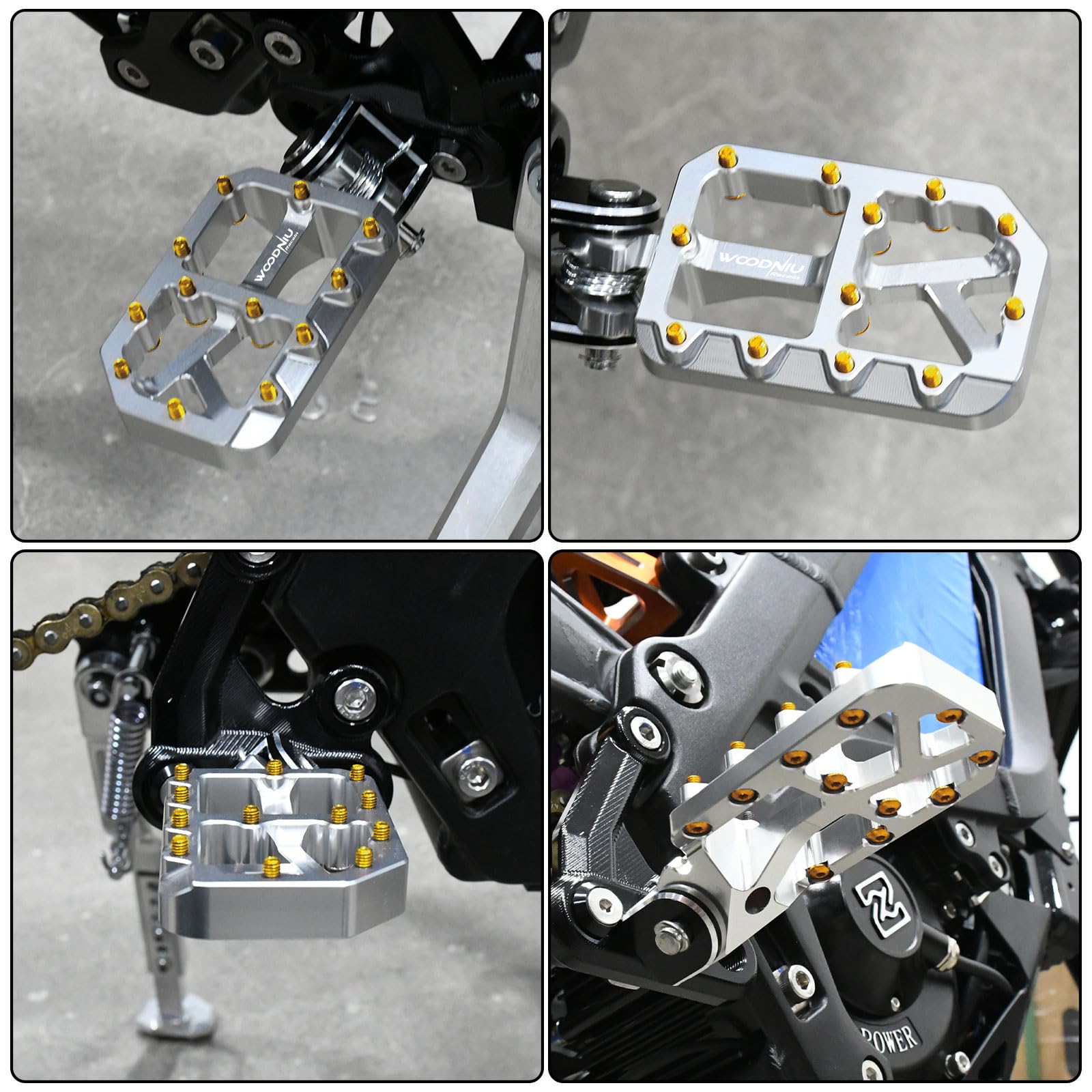 Dirt Bike Foot Pegs for Ebike Surron Light Bee X S, Color Prickly Peg,Motorcycle Aluminum Alloy Pedal for Segway X160 X260/Talaria X3 X4/E Ride PRO SS,Black Body with Dazzling Spikes