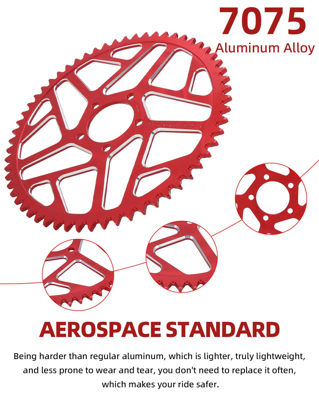 Sprocket for Surron,60T Chain Sprocket for Dirt Bike Sur Ron Light Bee S/Light Bee X/X160/X260/Talaria Sting MX3/Talaria Sting R MX4 - Red