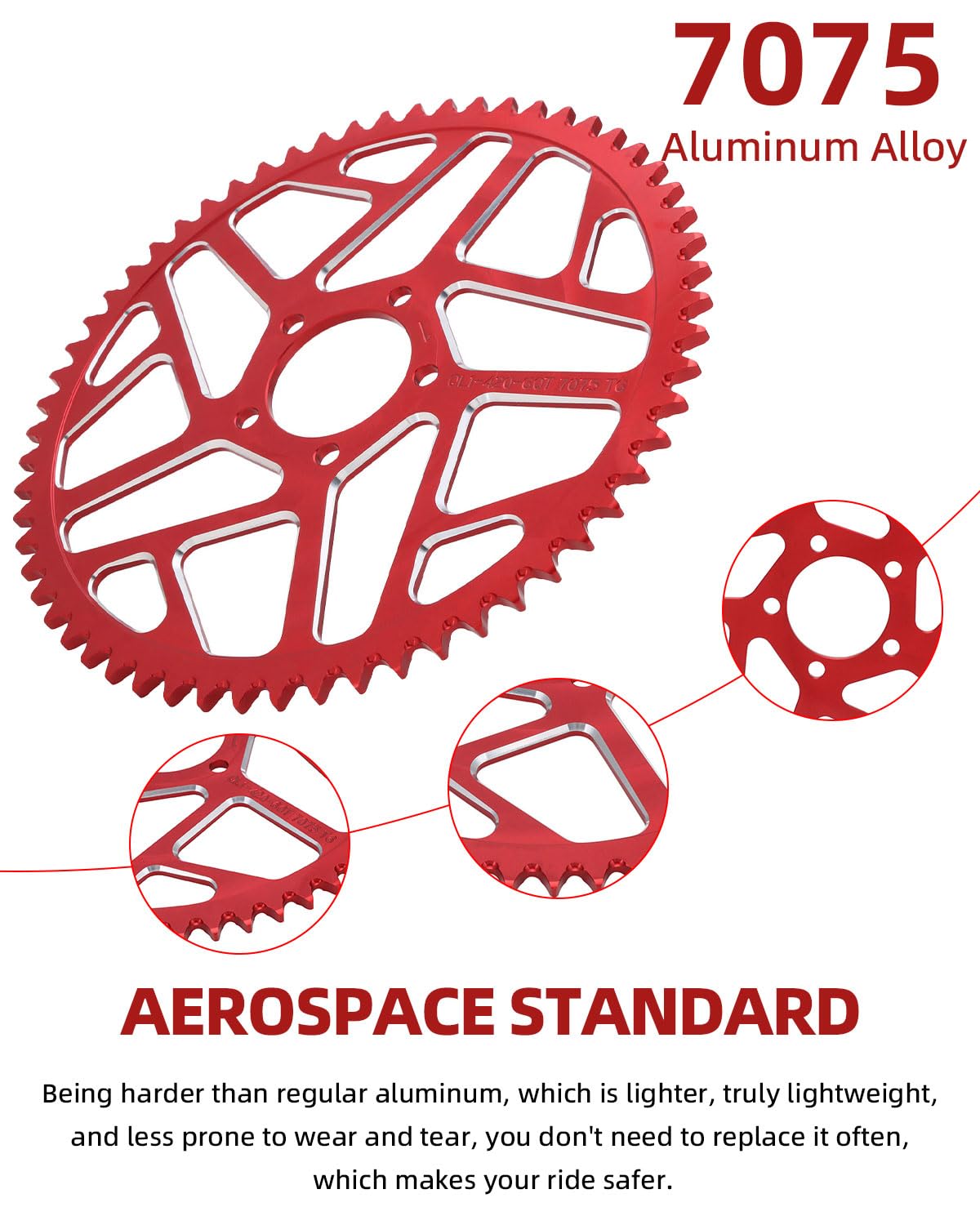 Sprocket for Surron,60T Chain Sprocket for Dirt Bike Sur Ron Light Bee S/Light Bee X/X160/X260/Talaria Sting MX3/Talaria Sting R MX4 - Red