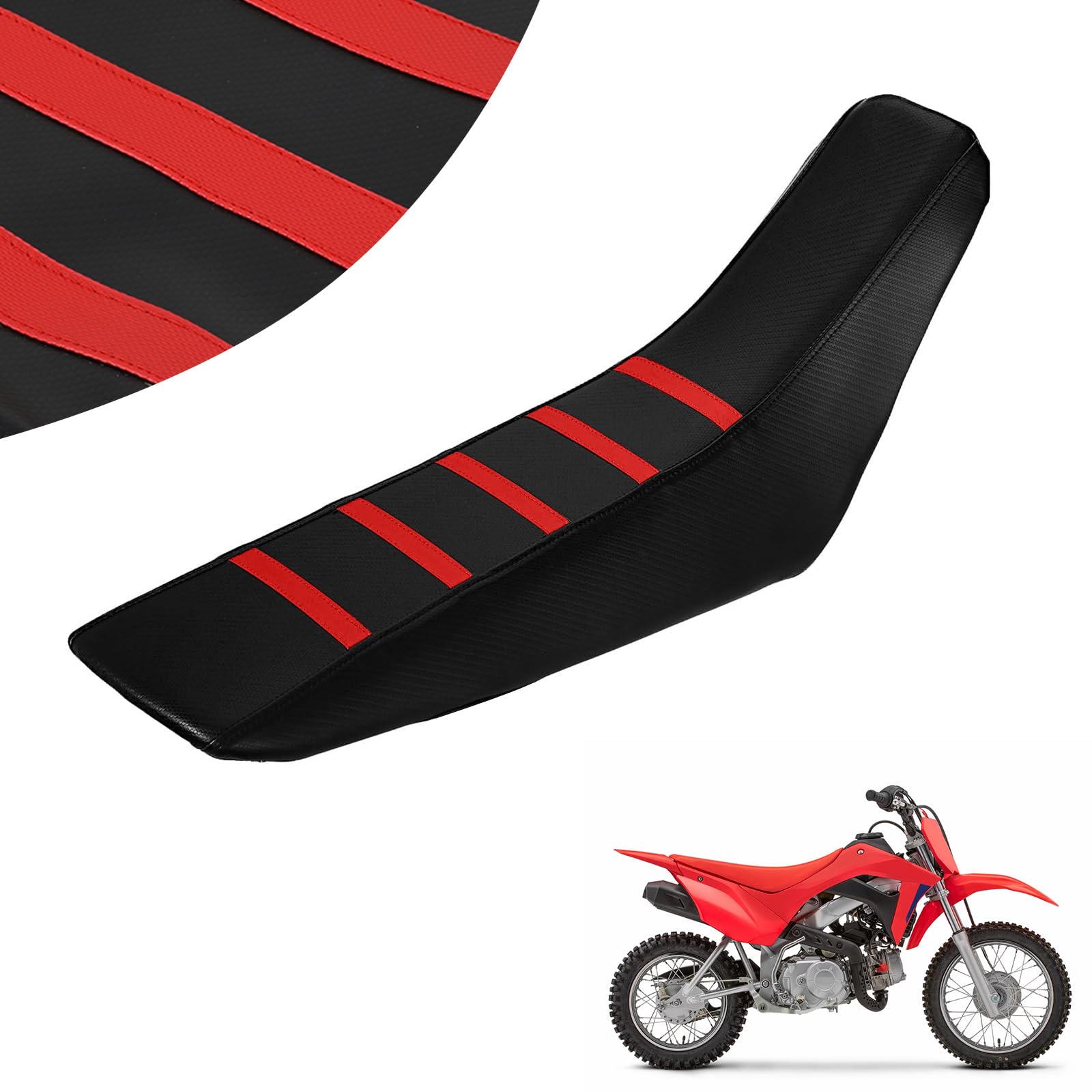 Ribbed Dirt Bike Seat Cover Gripper Soft for CRF 110 125F CRF110F CRF125F 2023 2024 2025 Pit Bike Non-Slip Surface Protector Black