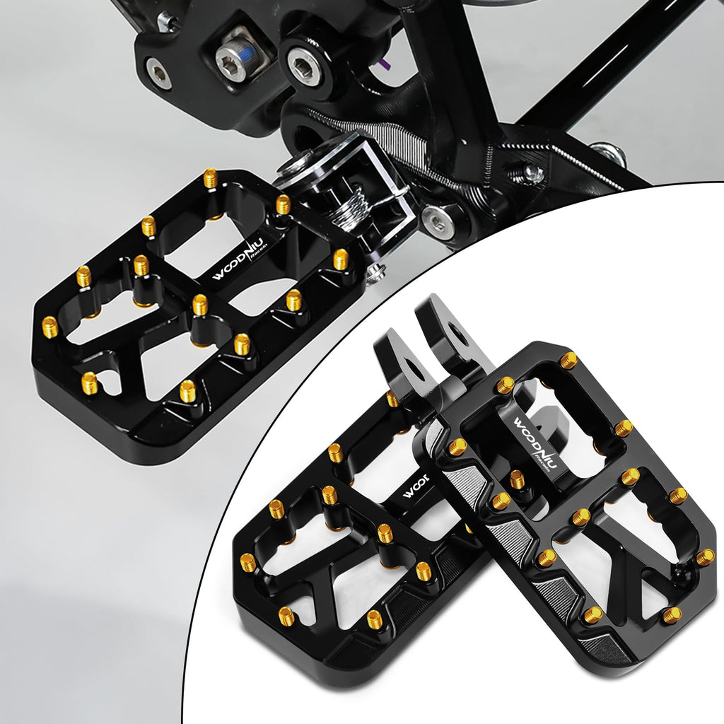 Dirt Bike Foot Pegs for Ebike Surron Light Bee X S, Color Prickly Peg,Motorcycle Aluminum Alloy Pedal for Segway X160 X260/Talaria X3 X4/E Ride PRO SS,Black Body with Dazzling Spikes