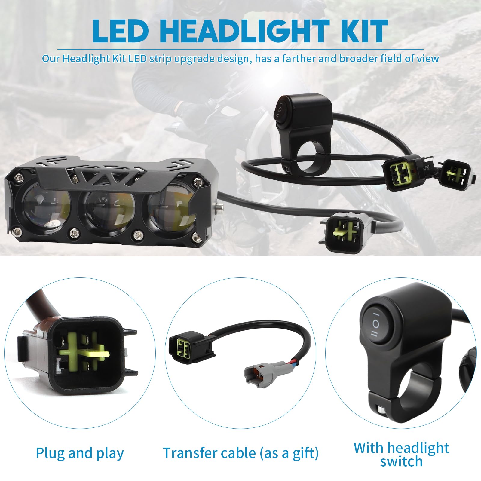 Headlight Kill Switch kits for Talaria Sting R MX4 Plug and Play Help Save Battery with Blue led Halo and Plugs Headlight On/Off Switch