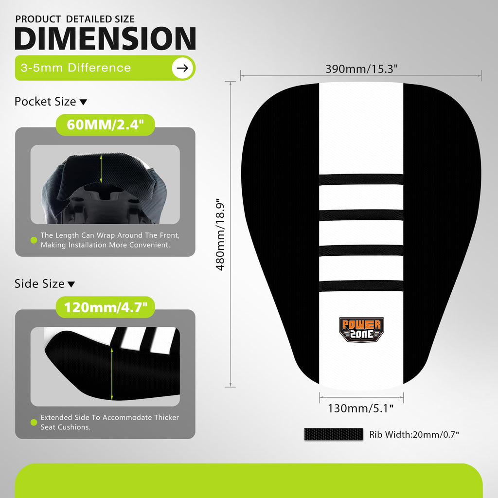 Gripper Dirt Bike Seat Cover for Sur Ron Light Bee X/S, Motorcycle Electric Bike Seat Covers (Black-White)