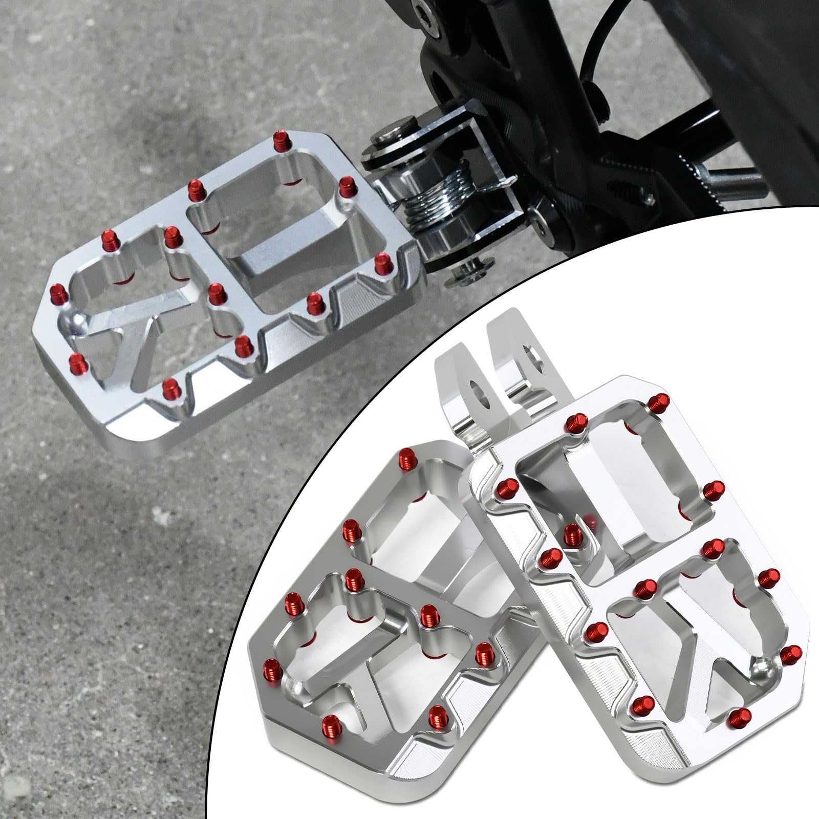 Dirt Bike Foot Pegs for Ebike Surron Light Bee X S, Color Prickly Peg,Motorcycle Aluminum Alloy Pedal for Segway X160 X260/Talaria X3 X4/E Ride PRO SS,Black Body with Dazzling Spikes