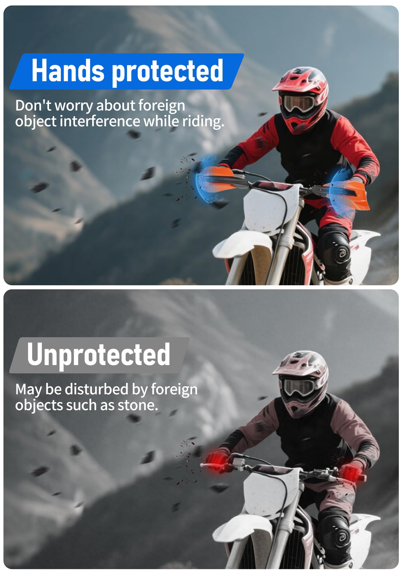 Universal 7/8" 22mm and 1 1/8" 28mm Handle Bar Hand Guards CNC Bracket for Dirt Bike Motocross ATV Scooter for CRF KLX KX LTR TRX SX SXF EXC XCW Grizzly Hawk 250 Bicycles-Red