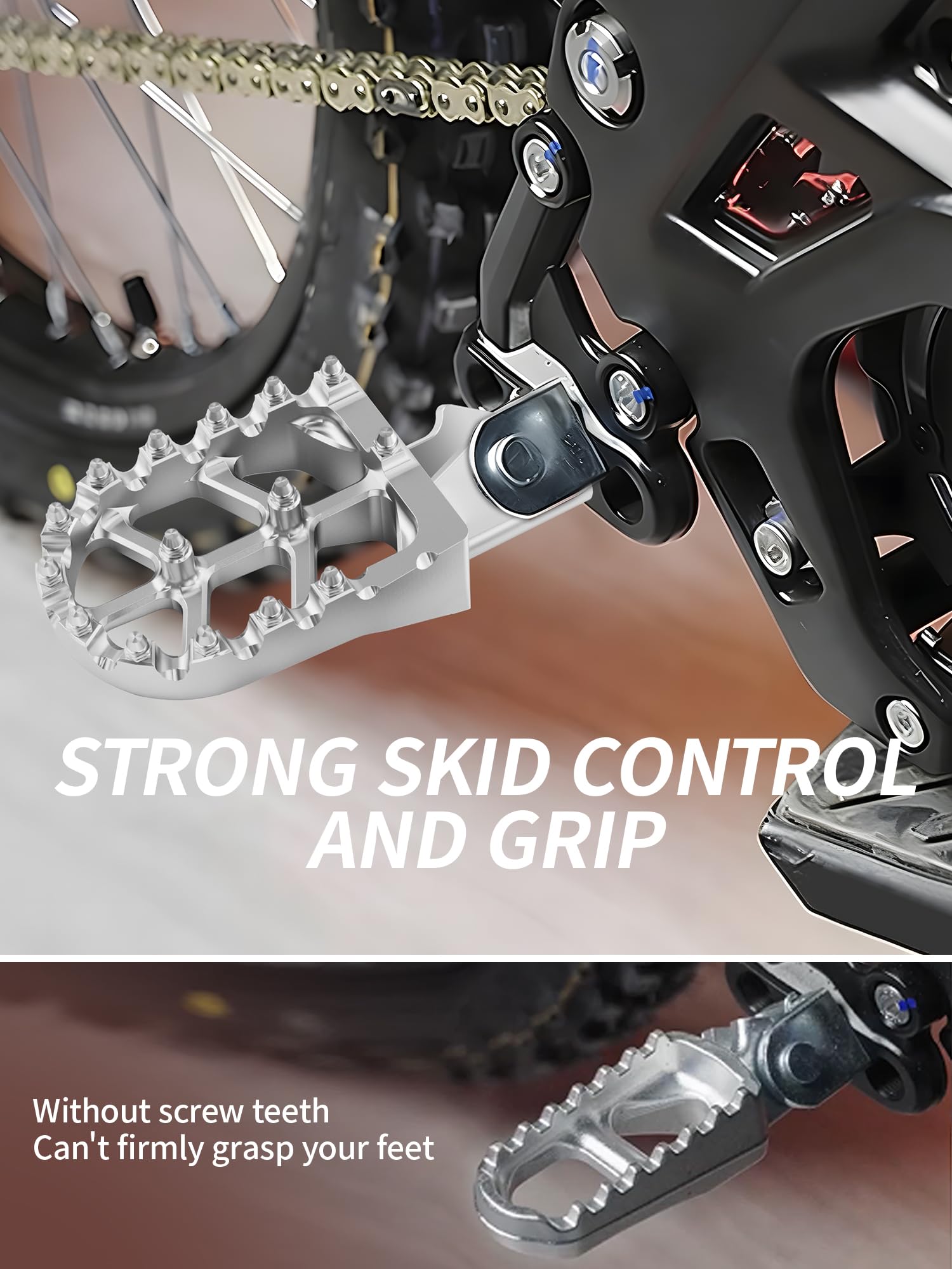 JFG RACING Dirt Bike Foot Pegs,7075 Aluminum CNC Pedals Rests for Surron Light Bee X and S/E Ride Pro SS/CRF150F CRF230F 03-19/CRF250F 19-24/XR150L 15-24/KDX200 83-94-Red