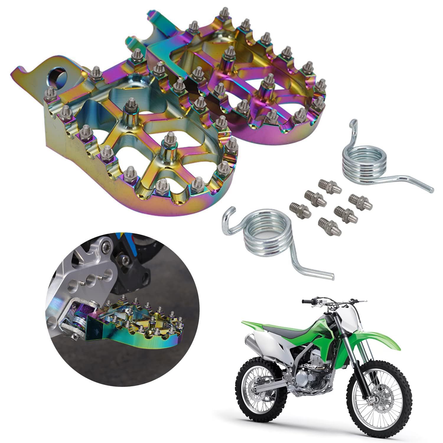 AnXin Dirt Bike Foot Pegs Motorcycle Footpegs Foot Pedals Rests CNC for KLX 110 KLX110 2002-2023 KLX110L 2010-2023 KX60 1998-2003 Pit Bike Black