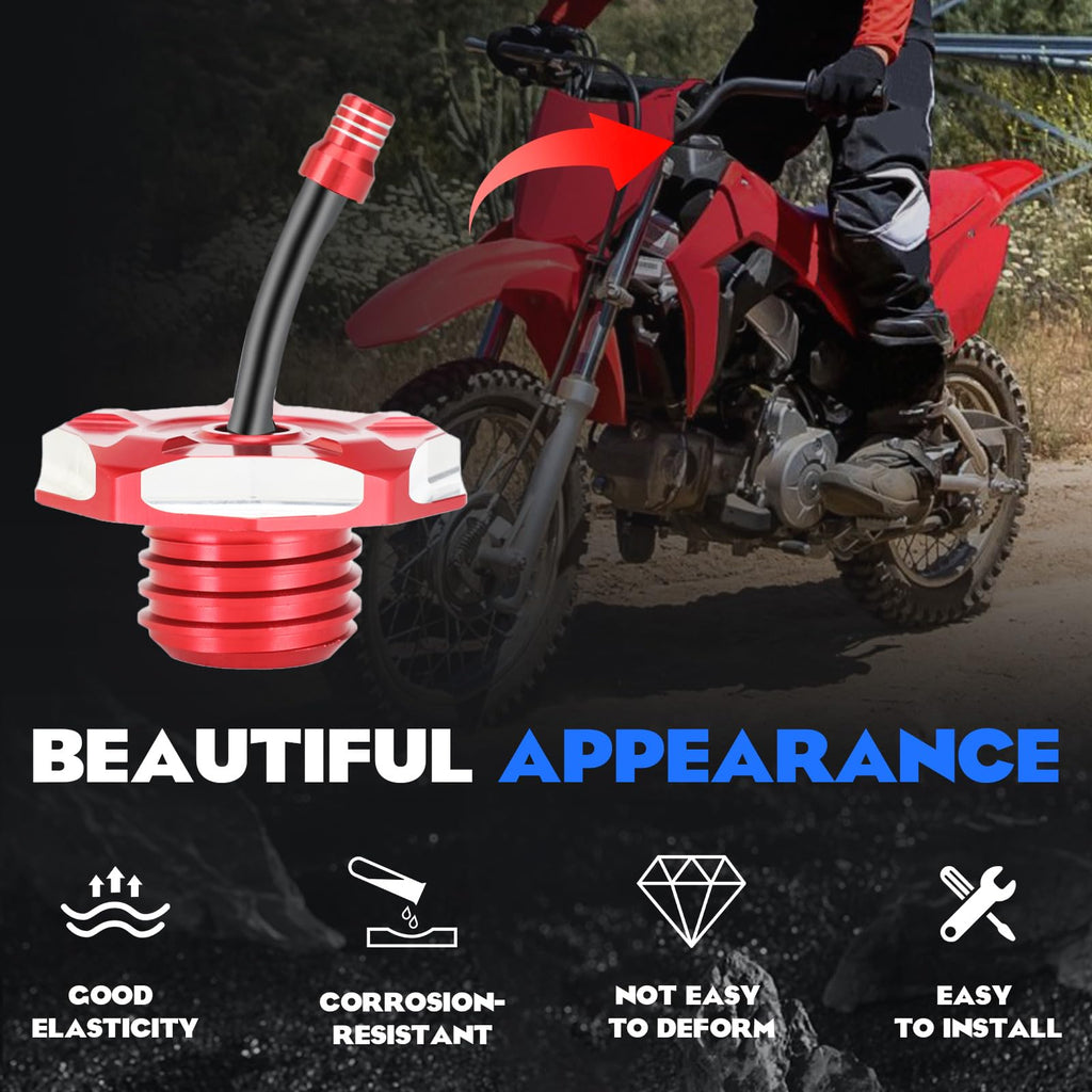Dirt Bike Gas Fuel Tank Cap Cover with Vent Hose CNC for CRF 110 125F CRF110 CRF125F CRF125FB Big Wheel 2019-2024 Red