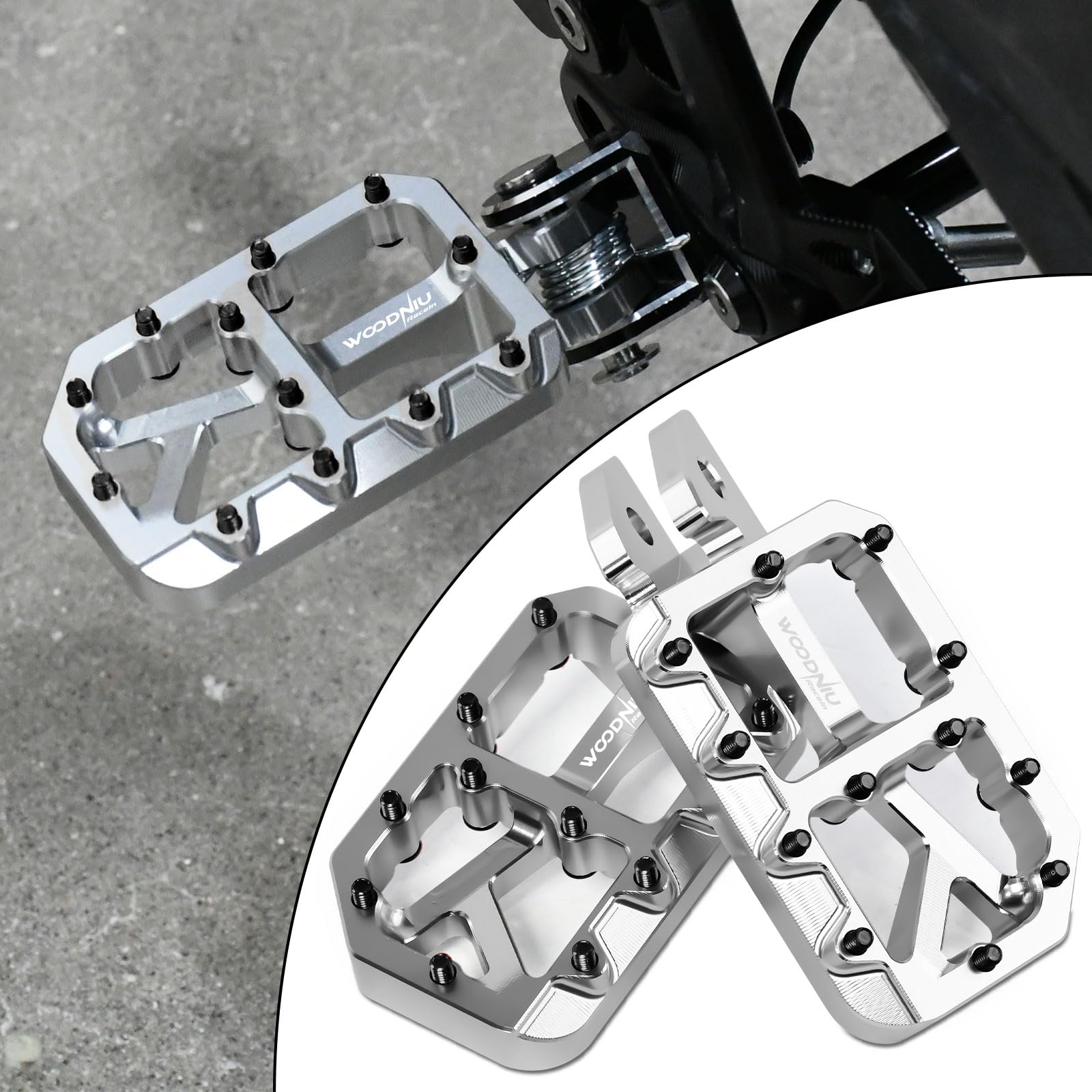 Dirt Bike Foot Pegs for Ebike Surron Light Bee X S, Color Prickly Peg,Motorcycle Aluminum Alloy Pedal for Segway X160 X260/Talaria X3 X4/E Ride PRO SS,Black Body with Dazzling Spikes