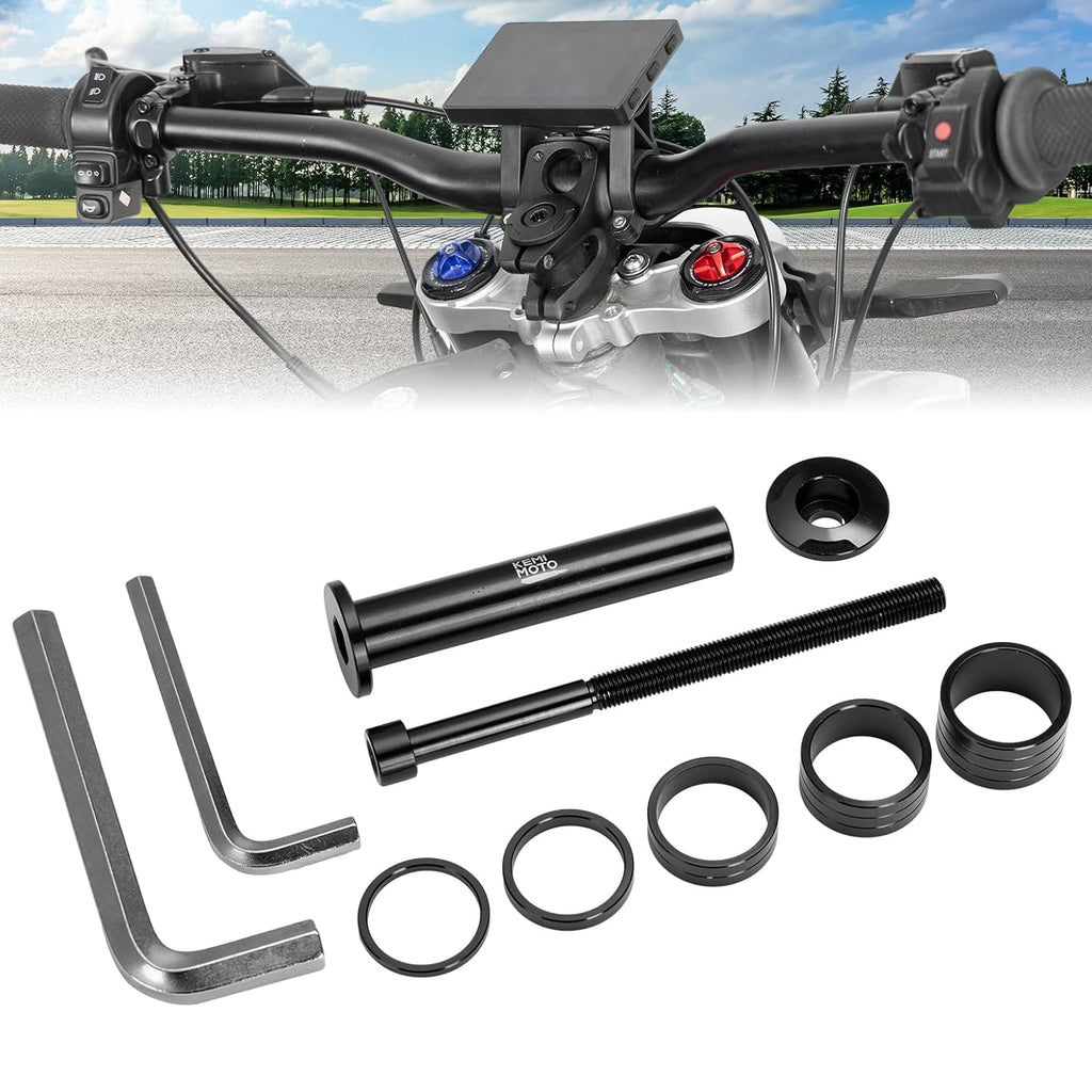 KEMIMOTO Stem Lock for Surron Light Bee & Talaria Electric Dirt Bikes - Black Aluminum Lock with 5 Spacer Sizes (20mm, 15mm, 10mm, 5mm, 3mm)
