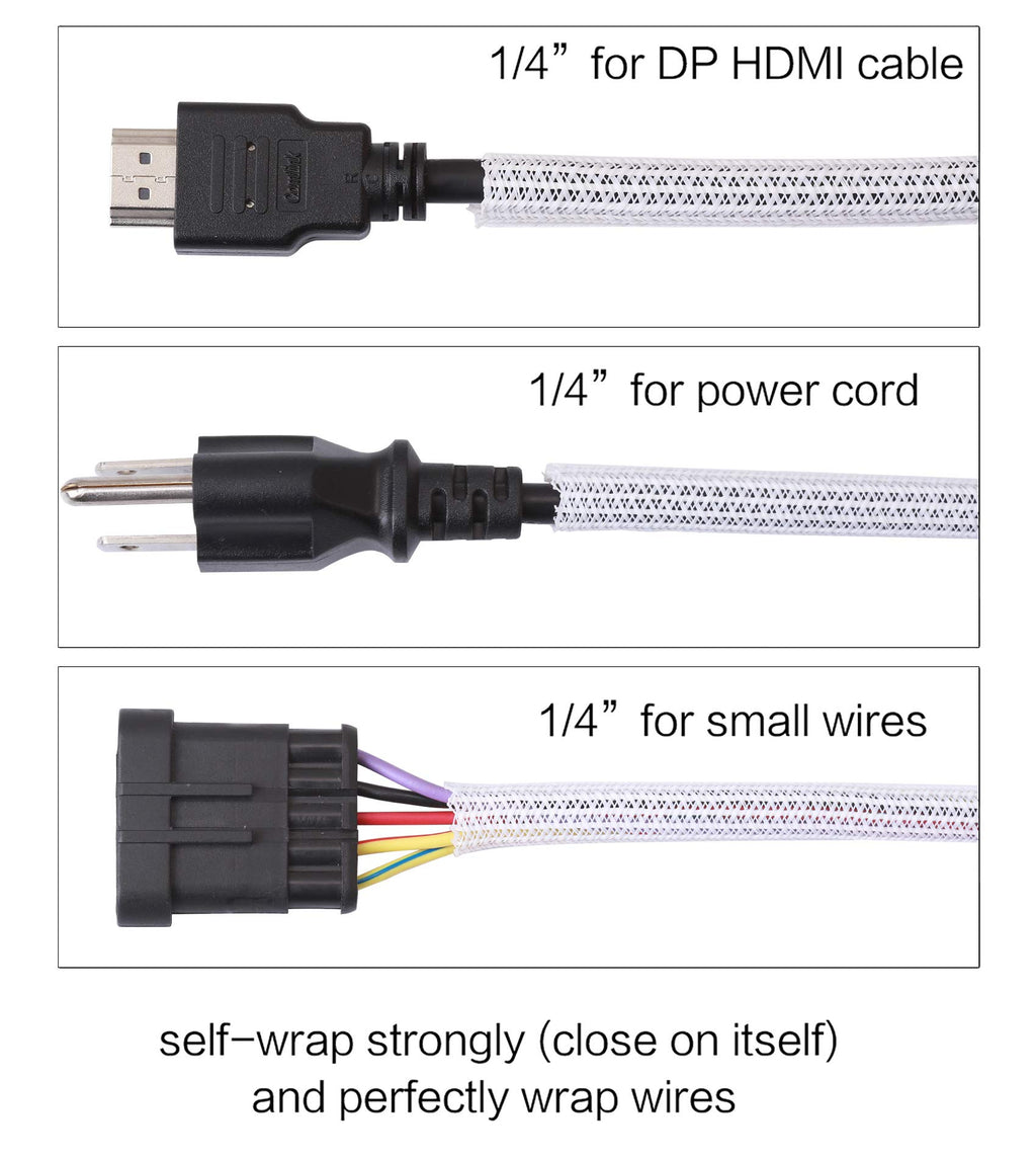 Alex Tech 10ft - 1/2 inch Cord Protector Wire Loom Tubing Cable Sleeve Split Sleeving For USB Cable Power Cord Audio Video Cable – Protect Cat From Chewing Cords - Black