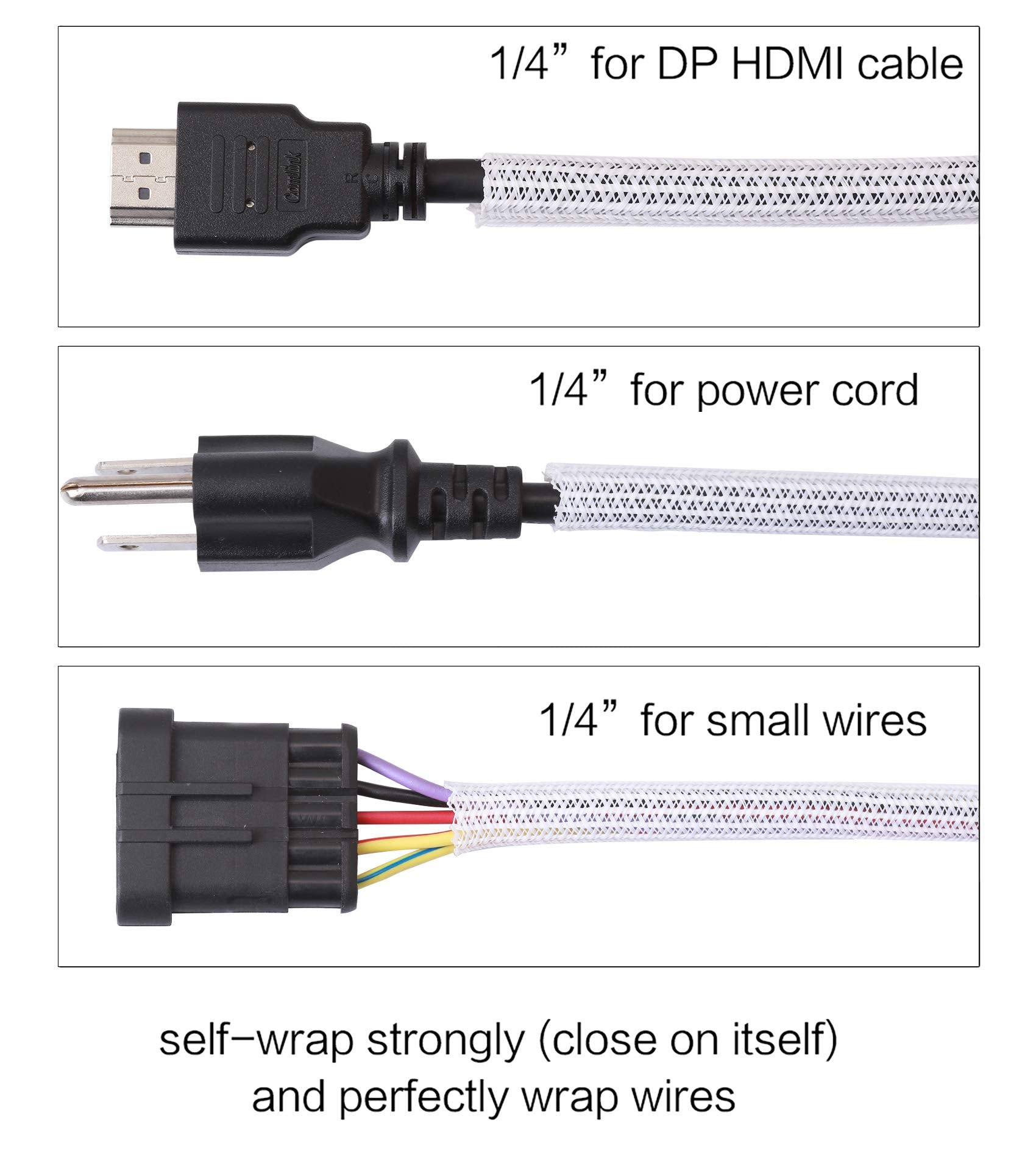 Alex Tech 10ft - 1/2 inch Cord Protector Wire Loom Tubing Cable Sleeve Split Sleeving For USB Cable Power Cord Audio Video Cable – Protect Cat From Chewing Cords - Black