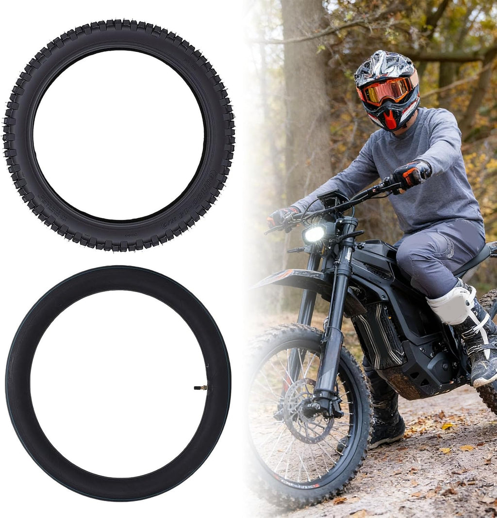 Tbest 80/100-19 Dirt Bike Tire with 3.00-19 Inner Tube, Off Road Motorcycle Tire, Enhanced Traction and Grip, Improved Riding Comfort, Snow, Mud, Sand, Compatible with Surron,