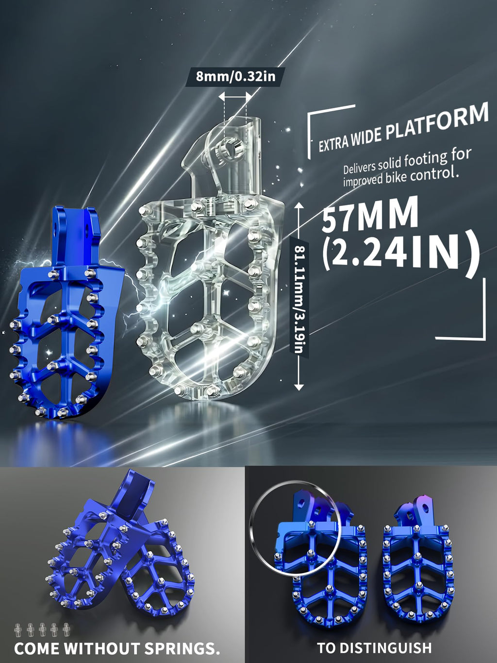 JFG RACING Dirt Bike Foot Pegs,7075 Aluminum CNC Pedals Rests for Surron Light Bee X and S/E Ride Pro SS/CRF150F CRF230F 03-19/CRF250F 19-24/XR150L 15-24/KDX200 83-94-Red