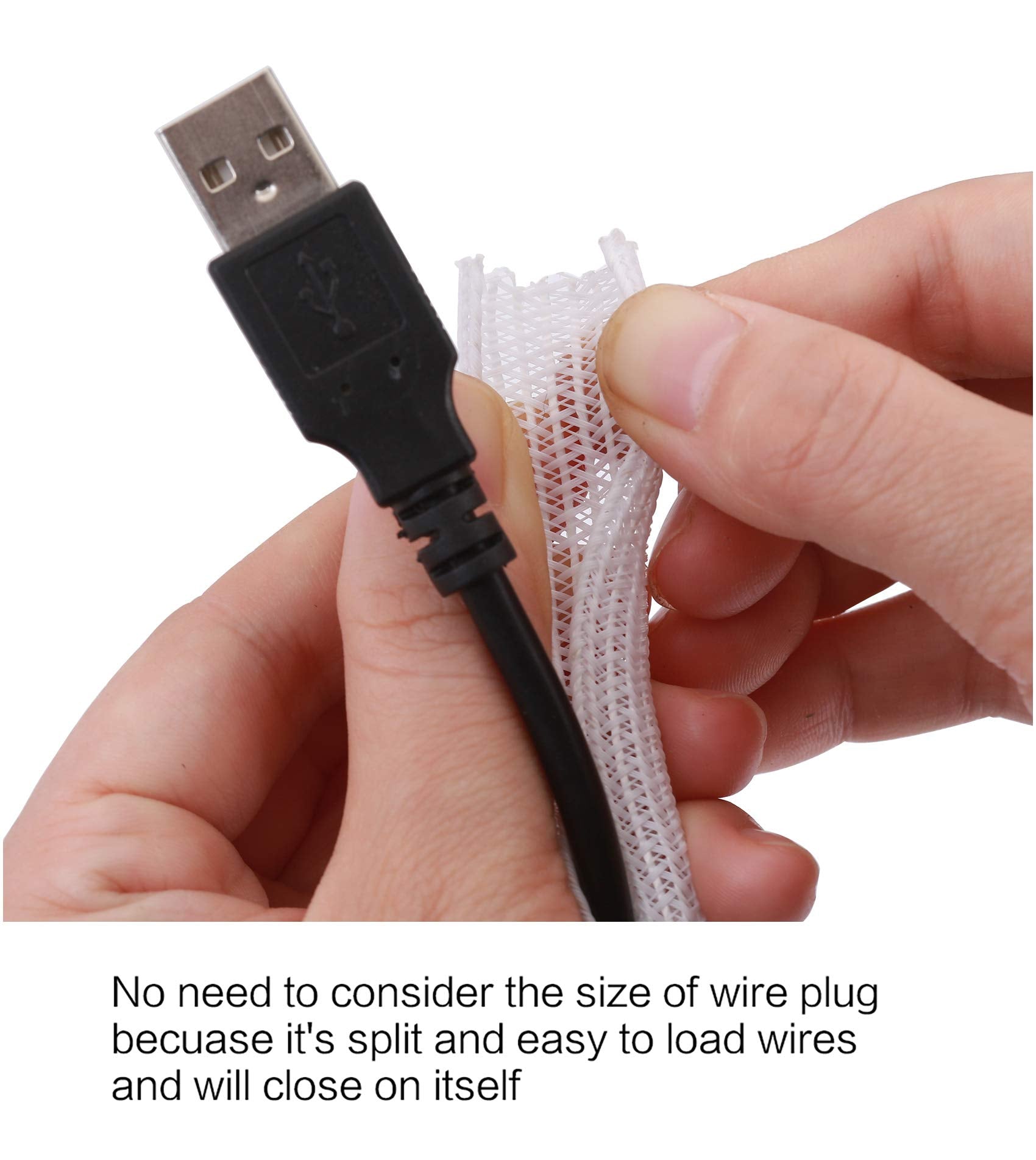 Alex Tech 10ft - 1/2 inch Cord Protector Wire Loom Tubing Cable Sleeve Split Sleeving For USB Cable Power Cord Audio Video Cable – Protect Cat From Chewing Cords - Black