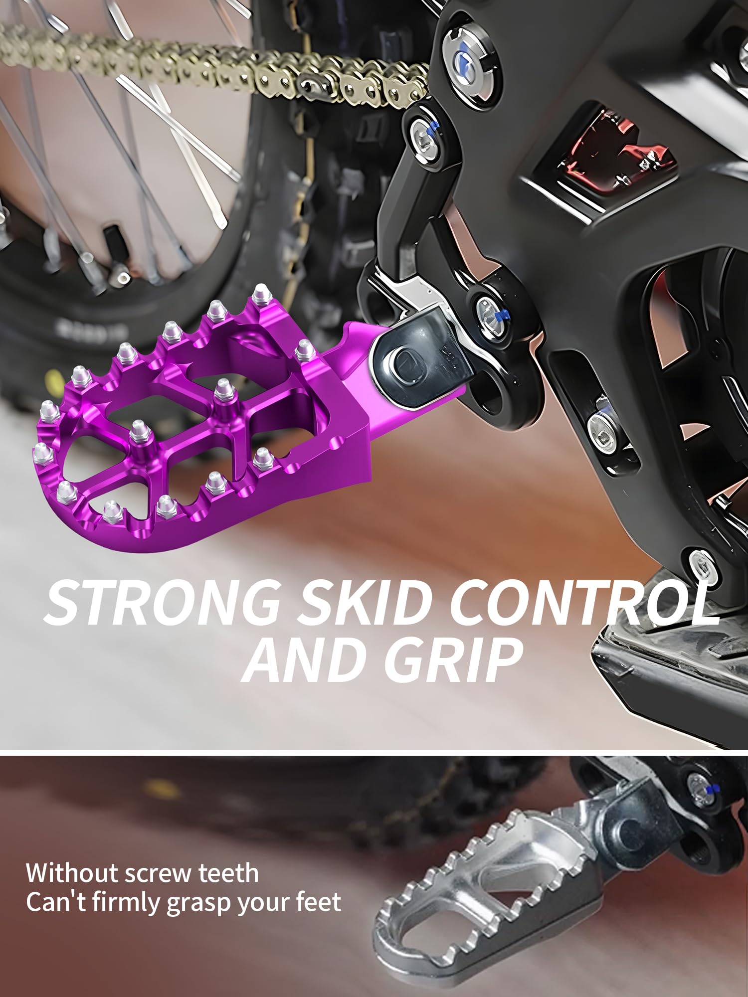 JFG RACING Dirt Bike Foot Pegs,7075 Aluminum CNC Pedals Rests for Surron Light Bee X and S/E Ride Pro SS/CRF150F CRF230F 03-19/CRF250F 19-24/XR150L 15-24/KDX200 83-94-Red