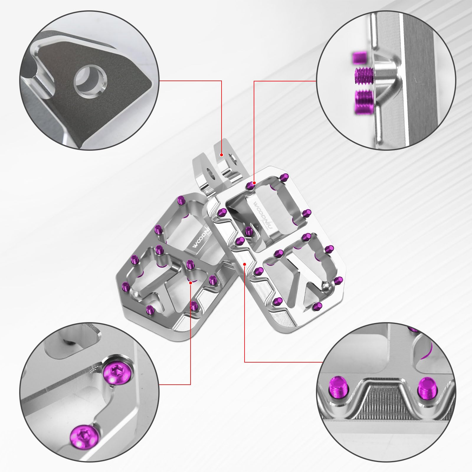 Dirt Bike Foot Pegs for Ebike Surron Light Bee X S, Color Prickly Peg,Motorcycle Aluminum Alloy Pedal for Segway X160 X260/Talaria X3 X4/E Ride PRO SS,Black Body with Dazzling Spikes