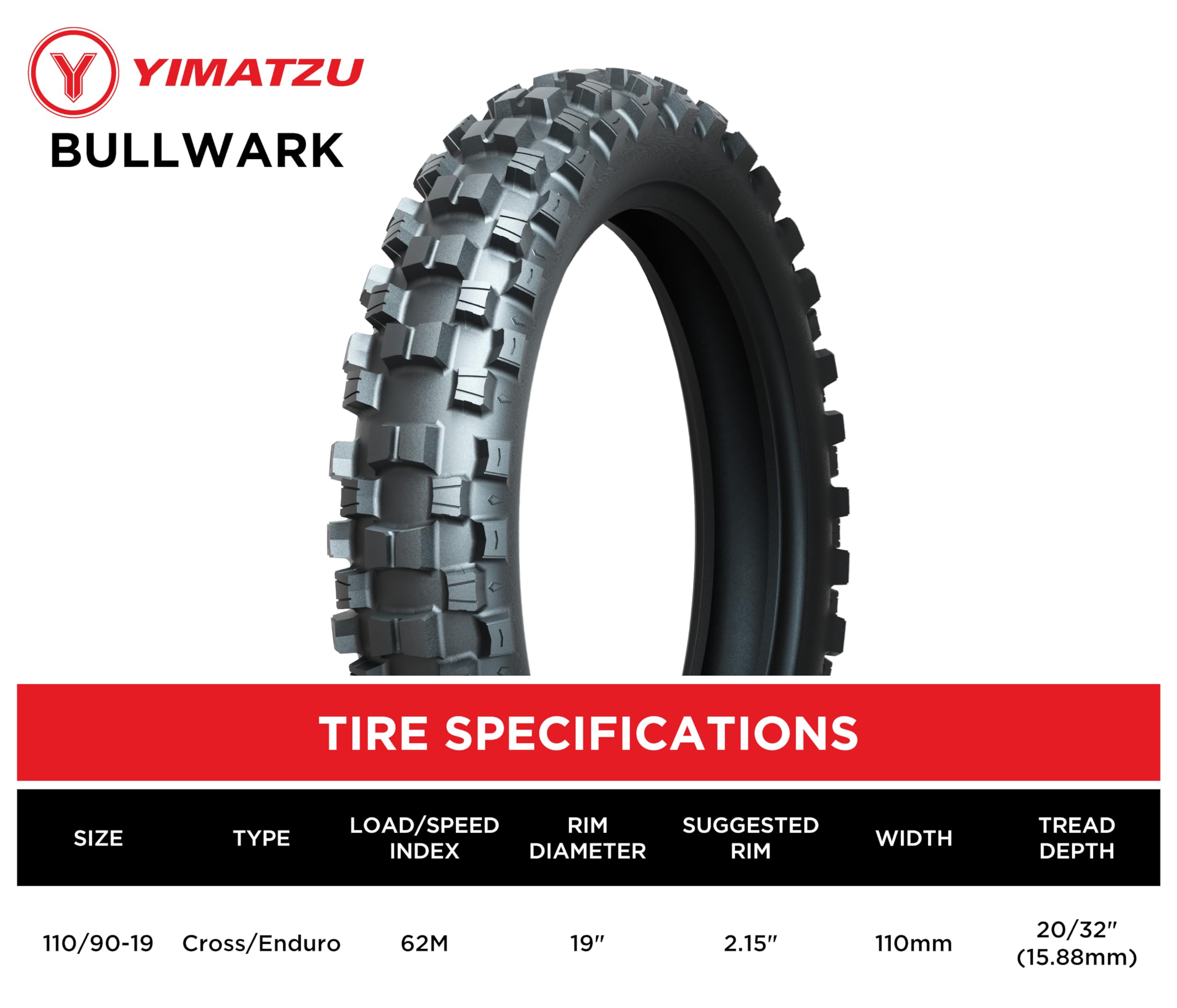 90/100-14 Rear MX Tire and TR4 Tube – 6PR Knobby Tire for MX & Off-Road – Intermediate Terrain – Rear Wheel