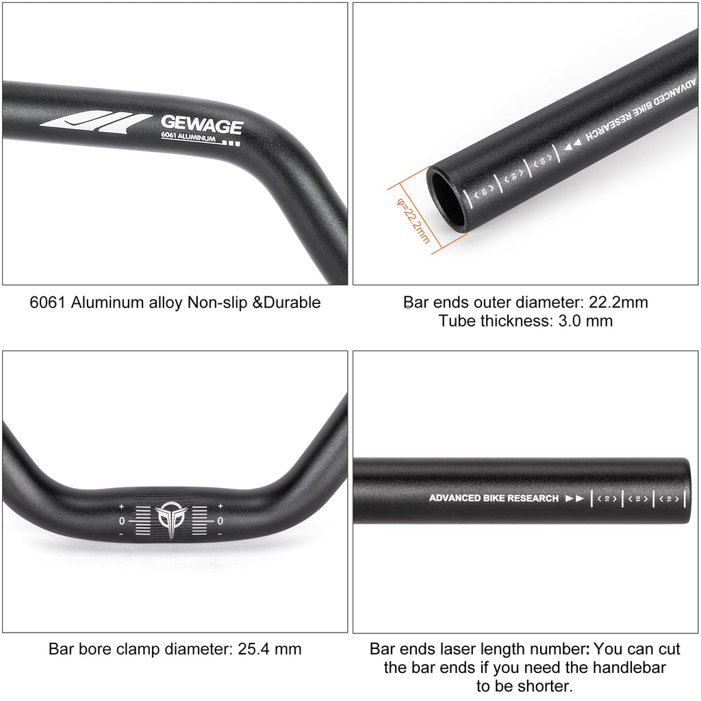 31.8 Bike Handlebar - 25mm, 55mm, 70mm, 90mm,120mm Riser Handlebar - 780mm Aluminium Alloy Mountain Bike Bicycle Handlebars (31.8-120mm Rise)